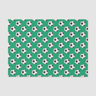 Black/White Soccer Football Balls, Shamrock Green Tissue Paper