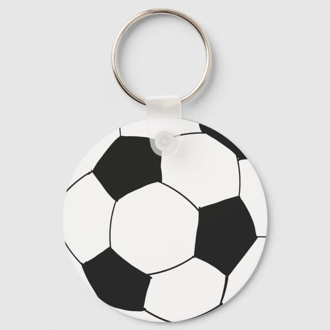 Black White Soccer Football Sports Birthday Favour Keychain (Front)