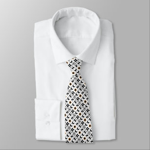 Black & White Soccer Sport Typography Pattern Tie
