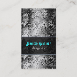 Black & White Sparkles & Glitter Pattern Business Card