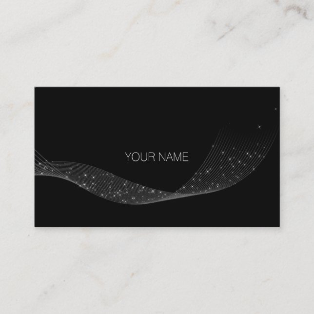 Black White Sparkly Glitter Ribbon Event Planner Business Card (Front)