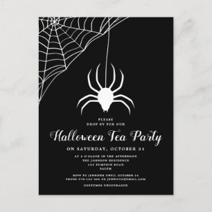 Black White Spider Halloween Tea Party Invitation