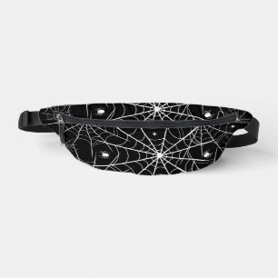 Black White Spider Web Pattern Gothic Spooky Fanny Pack