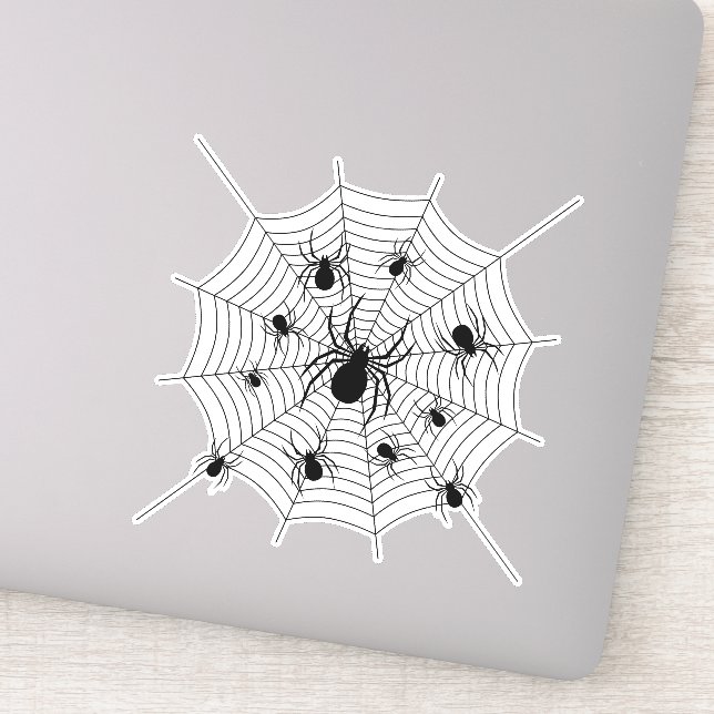 Black White spiders spiderweb Halloween pattern (Detail)