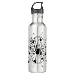Black White spiders spiderweb Halloween pattern 710 Ml Water Bottle