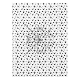 Black White spiders spiderweb Halloween pattern Tablecloth