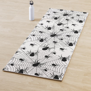 Black White spiders spiderweb Halloween pattern Yoga Mat