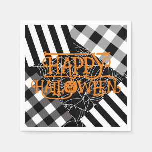 Black & White Spiderweb Patchwork Halloween Party Napkin