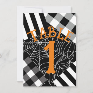 Black & White Spiderweb Patchwork Halloween Table  Invitation