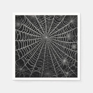 Black & White Spiderwebs Spider Web Halloween Napkin