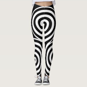 Black White Spiral Custom Name Leggings Yoga Pants
