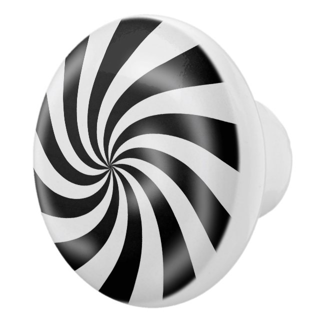 Black & White Spiral Design Ceramic Knob (Right)