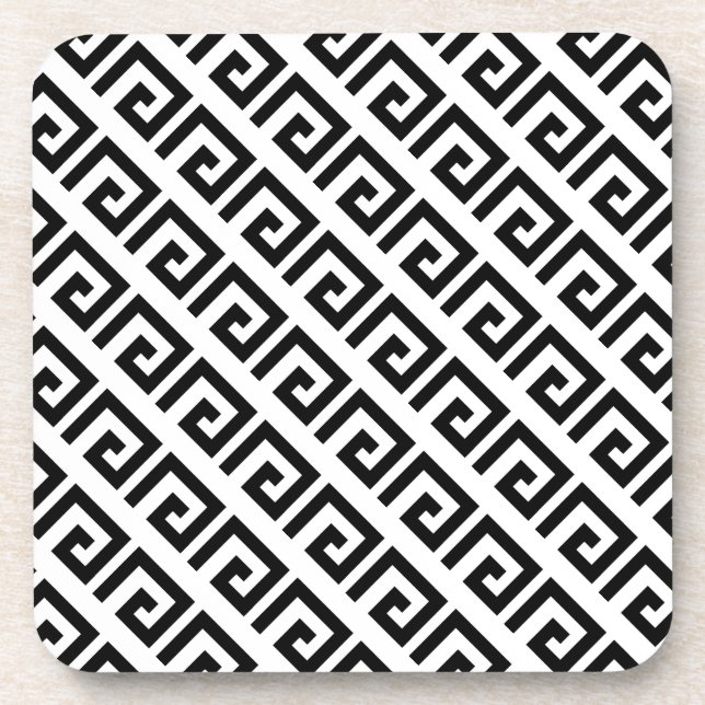Black & White Spiral Geometric Pattern Coaster (Front)