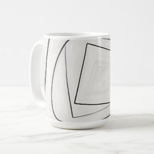 Black White Spiral Square Abstract Coffee Mug