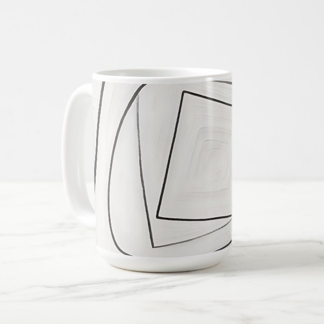 Black White Spiral Square Abstract Coffee Mug (Front Left)