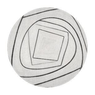 Black White Spiral Square Abstract Cutting Board