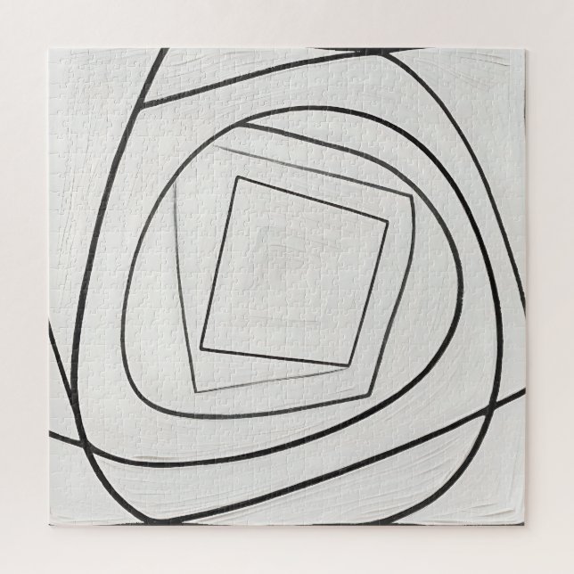 Black White Spiral Square Abstract Jigsaw Puzzle (Vertical)