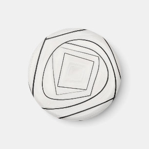 Black White Spiral Square Abstract Magnet