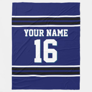 Black White Sports Jersey Fleece Blanket