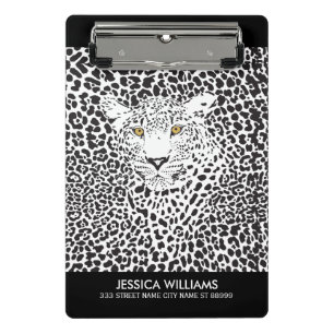 Black & White Spots Leopard Print Mini Clipboard