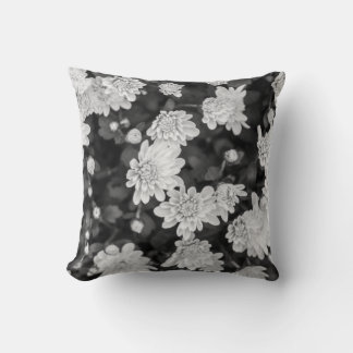 Black & White Spring Flowers Throw Pillow
