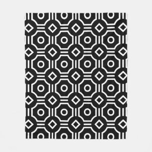 Black White Square Circle Optical Illusion Pattern Fleece Blanket
