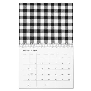 Black & White Squared Minimal Abstract Pattern Calendar
