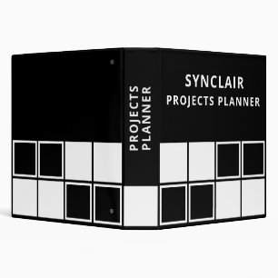 Black White Squared Personalized Projects Planner Binder