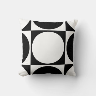 Black&White Squares&Circles Design Throw Pillow