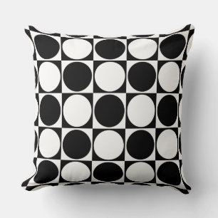 Black&White Squares&Circles Design Throw Pillow