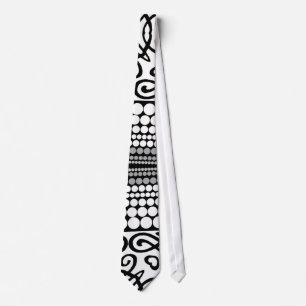 Black White Squiggle Dots Textile Pattern neck Tie