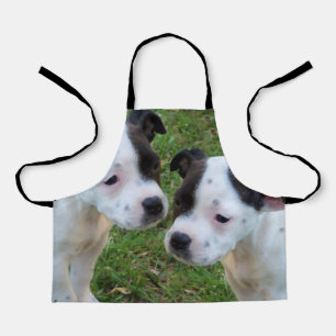 Black White Staffy Puppies, Kids Full Print Apron