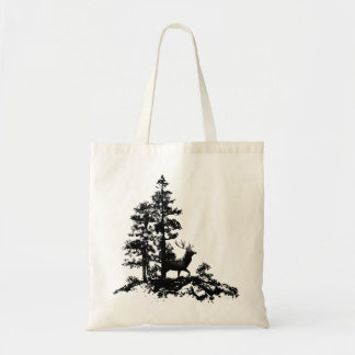 Black White Stag Deer Animal Nature Tote Bag