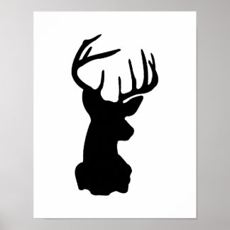 Black & White Stag Head Poster