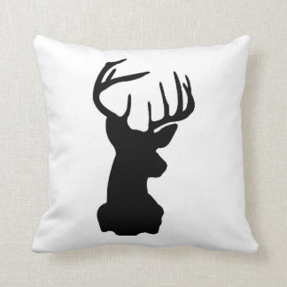 Black & White Stag Head Throw Pillow