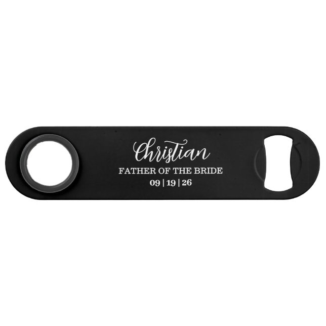 Black & White Stainless Steel Bottle Opener Bar Key (Front (Horizontal))