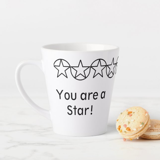 Black & White Star moderne Latte Mug personnalisé (En situation)