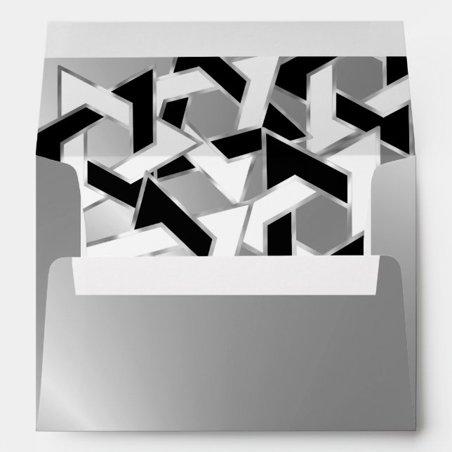 Black White Star of David on Silver Envelopes (Back (Bottom))