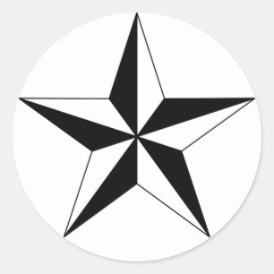Black White Star on Circle Classic Round Sticker