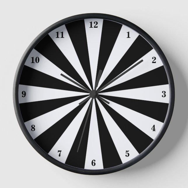 Black, White Starburst Striped Clock (Front)