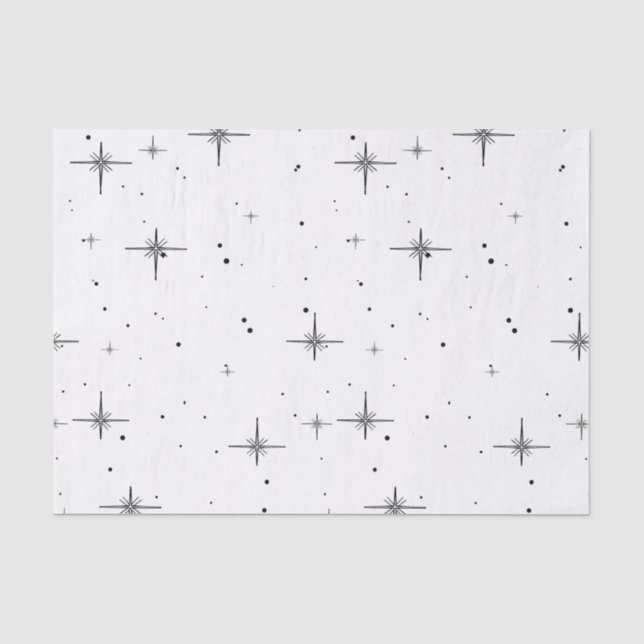 Black & White Starry Holiday Tissue Paper (Front)