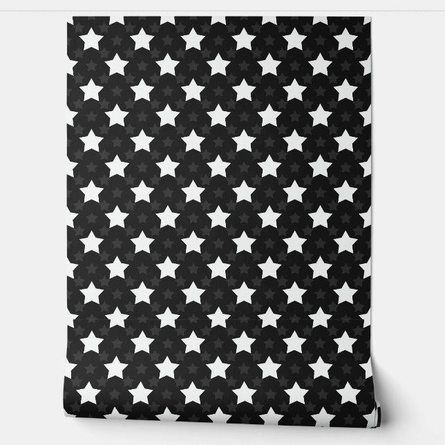 Black White Stars Pattern Wallpaper (Unrolling)