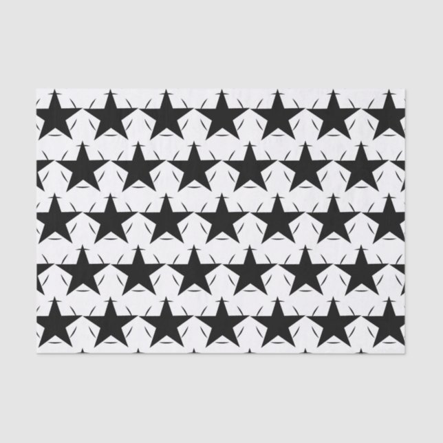 Black White Stars Tissue Paper (Front)