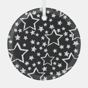 Black, white stars: urban grunge. glass ornament