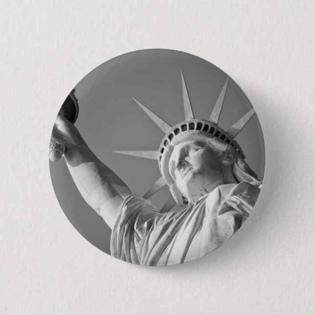 Black White Statue of Liberty 2 Inch Round Button (Front)