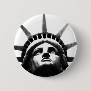 Black & White Statue of Liberty 2 Inch Round Button
