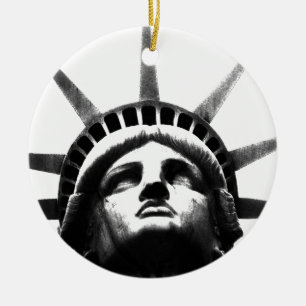 Black & White Statue of Liberty Ceramic Ornament