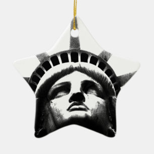 Black & White Statue of Liberty Ceramic Ornament
