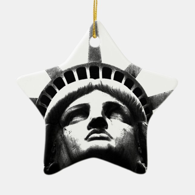 Black & White Statue of Liberty Ceramic Ornament (Front)