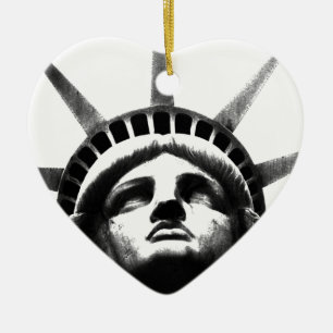Black & White Statue of Liberty Ceramic Ornament